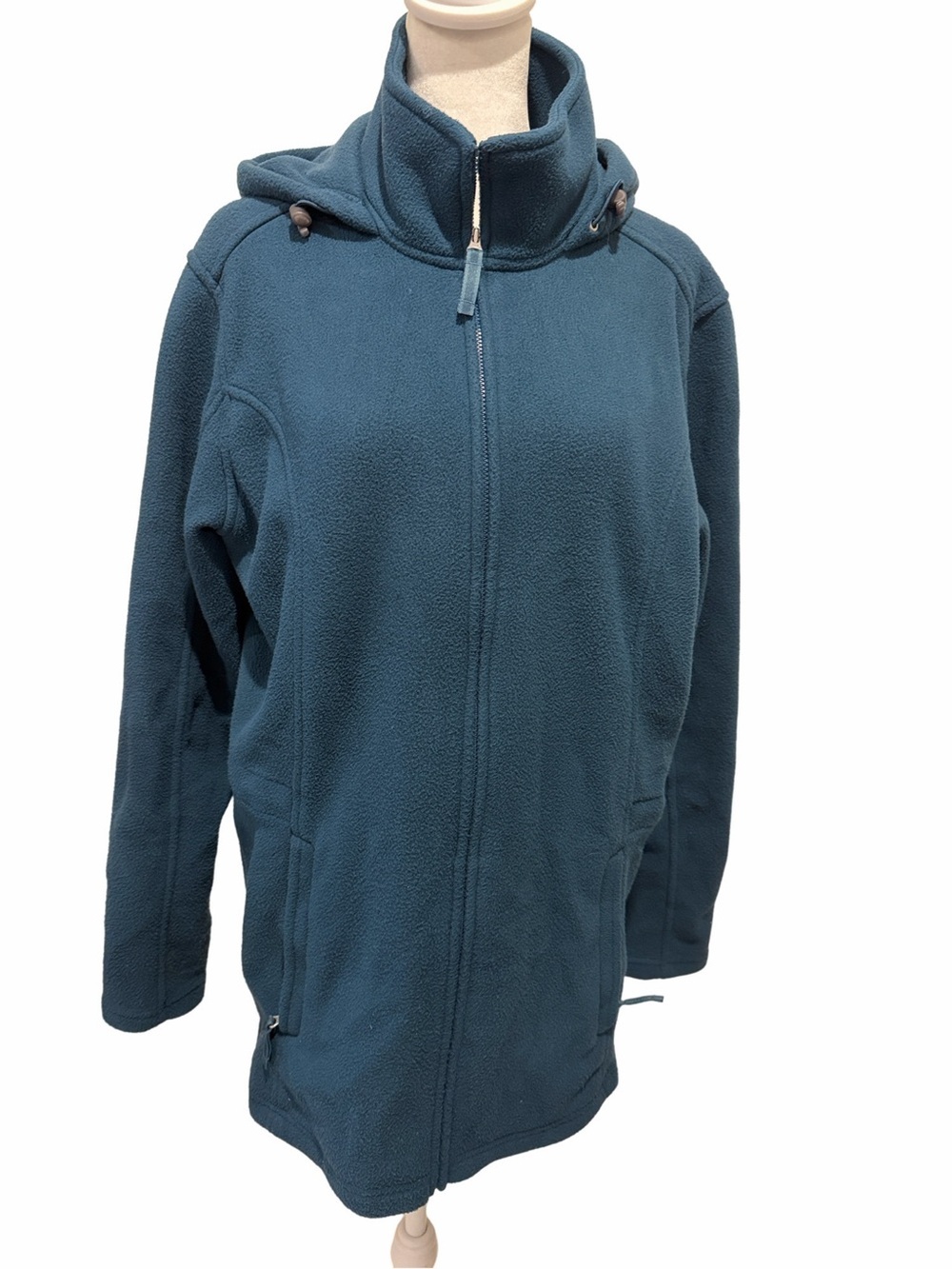 Lands End Hooded Fleece Full-Zip Fleece Jacket. Size L. Adj Waist with Pockets.